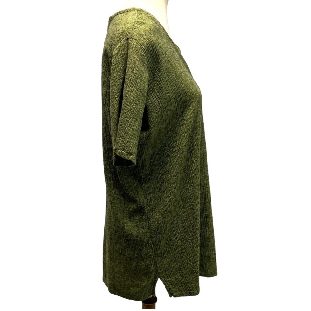 Flax Green Linen Blend Short Sleeve Tunic Top Women’s Small - Picture 4 of 9